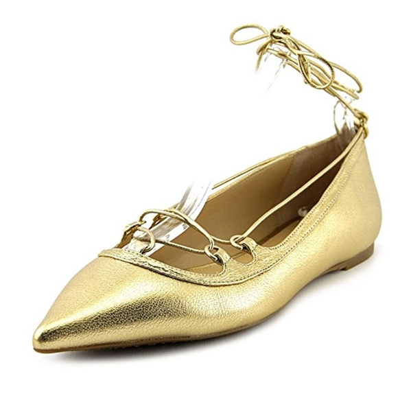 Michael Kors Tabby Gold Metallic Ballet Flats - Picture 1 of 5
